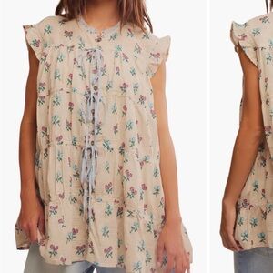 Free People Cream Floral Tunic